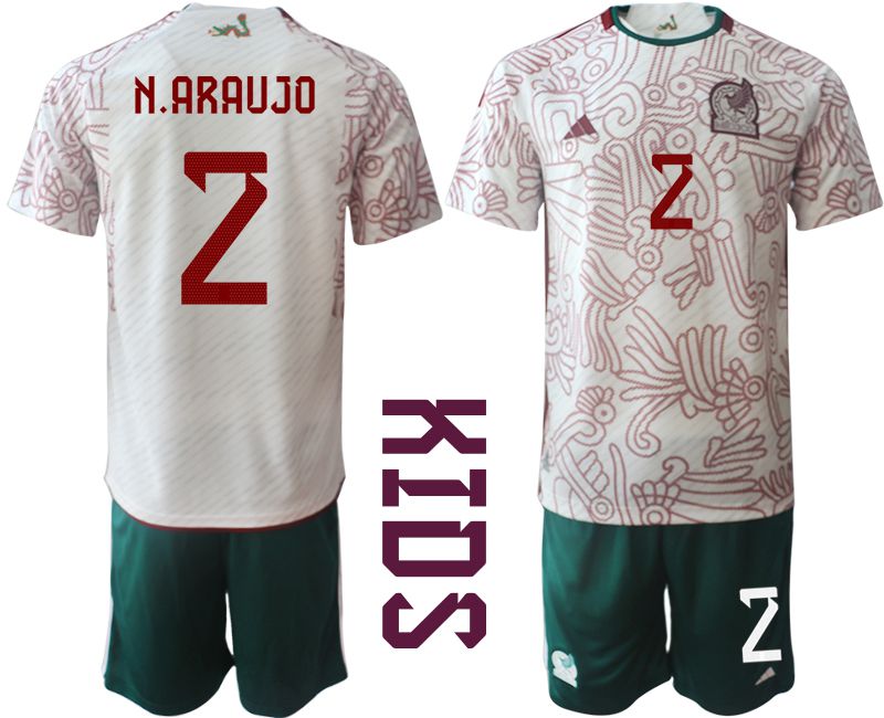 Youth 2022 World Cup National Team Mexico away white #2 Soccer Jersey